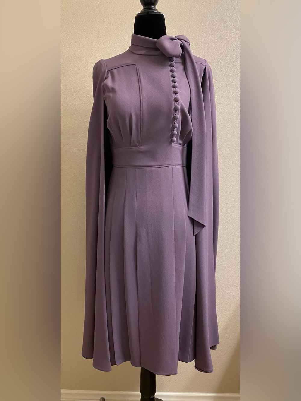 Valentino Dusty Lilac Cape Dress w/Attached Scarf